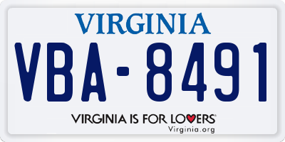 VA license plate VBA8491