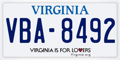 VA license plate VBA8492