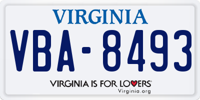 VA license plate VBA8493