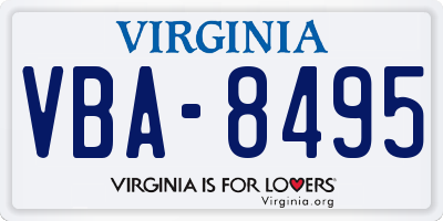 VA license plate VBA8495