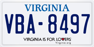 VA license plate VBA8497