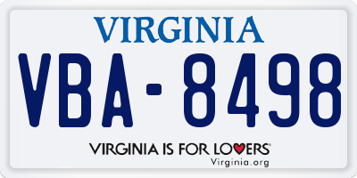 VA license plate VBA8498