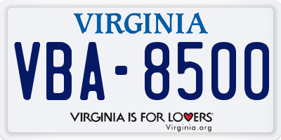 VA license plate VBA8500