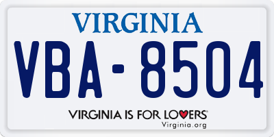 VA license plate VBA8504
