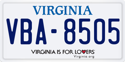 VA license plate VBA8505