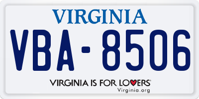 VA license plate VBA8506