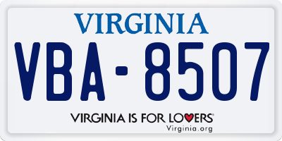 VA license plate VBA8507