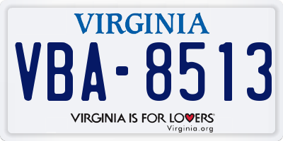 VA license plate VBA8513