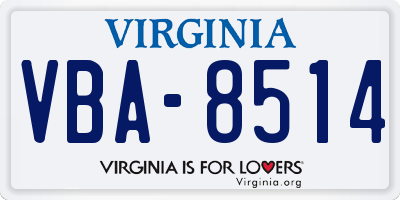 VA license plate VBA8514