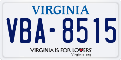 VA license plate VBA8515