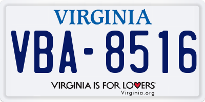 VA license plate VBA8516