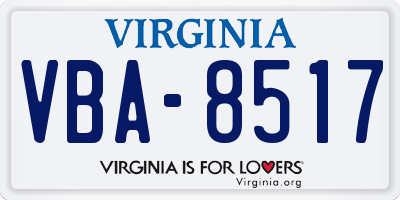 VA license plate VBA8517