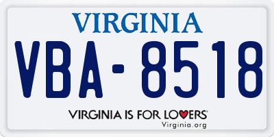 VA license plate VBA8518