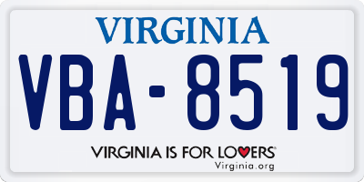 VA license plate VBA8519