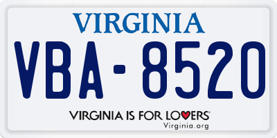 VA license plate VBA8520