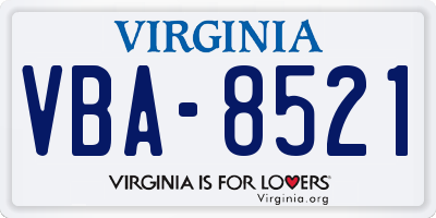 VA license plate VBA8521