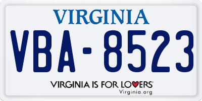 VA license plate VBA8523