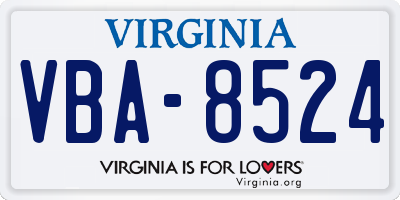 VA license plate VBA8524