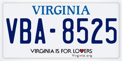 VA license plate VBA8525