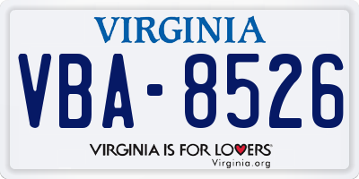 VA license plate VBA8526