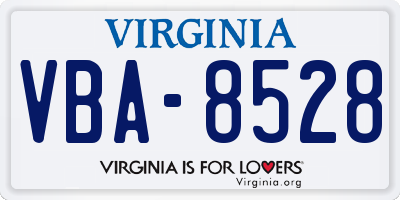 VA license plate VBA8528
