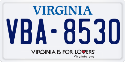 VA license plate VBA8530