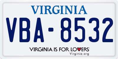 VA license plate VBA8532