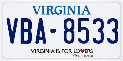 VA license plate VBA8533