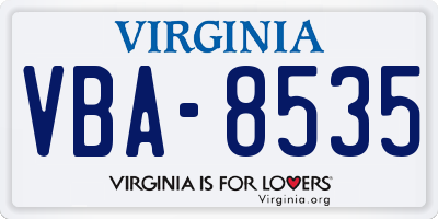 VA license plate VBA8535