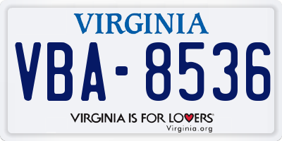 VA license plate VBA8536