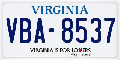 VA license plate VBA8537