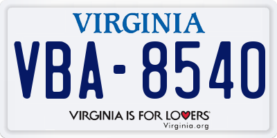 VA license plate VBA8540