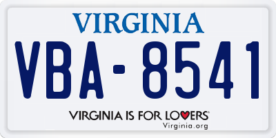 VA license plate VBA8541