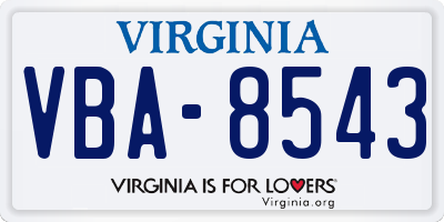 VA license plate VBA8543