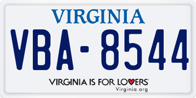 VA license plate VBA8544