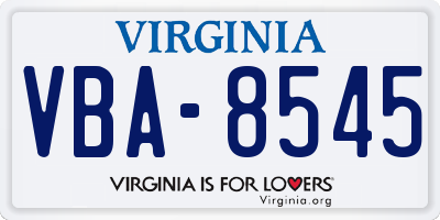 VA license plate VBA8545