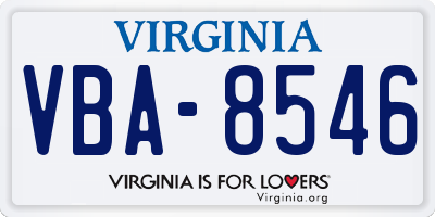 VA license plate VBA8546