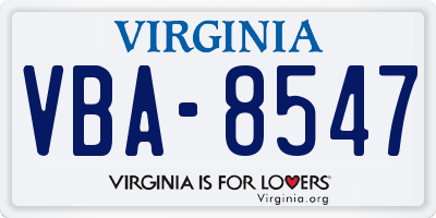 VA license plate VBA8547