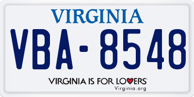 VA license plate VBA8548