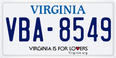 VA license plate VBA8549