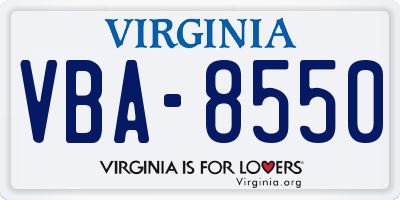 VA license plate VBA8550