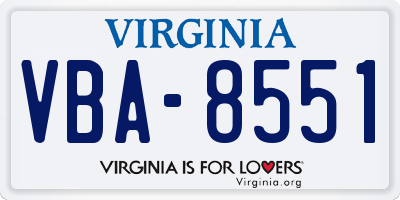 VA license plate VBA8551