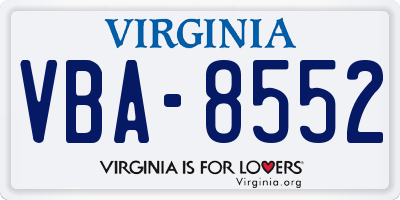 VA license plate VBA8552