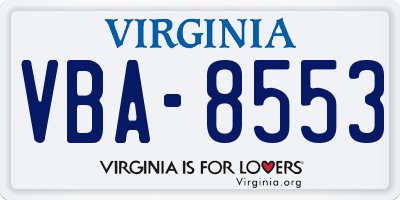 VA license plate VBA8553