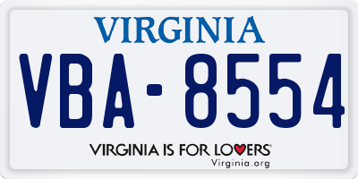 VA license plate VBA8554