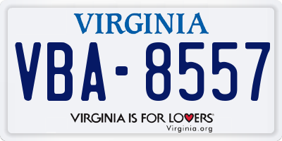 VA license plate VBA8557