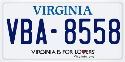 VA license plate VBA8558