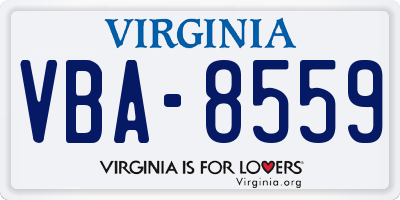 VA license plate VBA8559