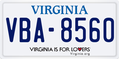 VA license plate VBA8560