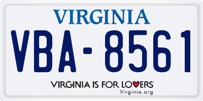 VA license plate VBA8561